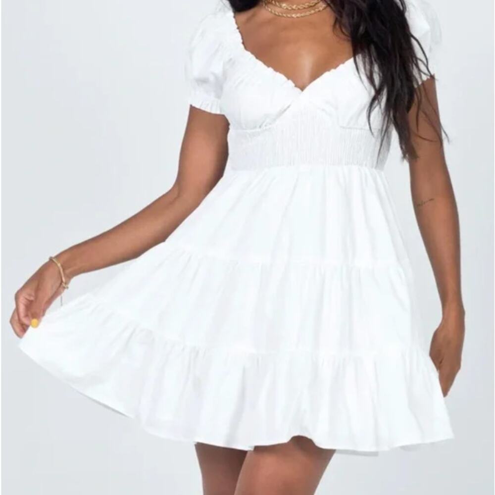 Princess Polly White Puff Sleeve Mini Dress